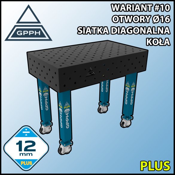 Stół spawalniczy 1000x600mm Ø16 tradycyjny PLUS siatka diagonalna na kołach #10