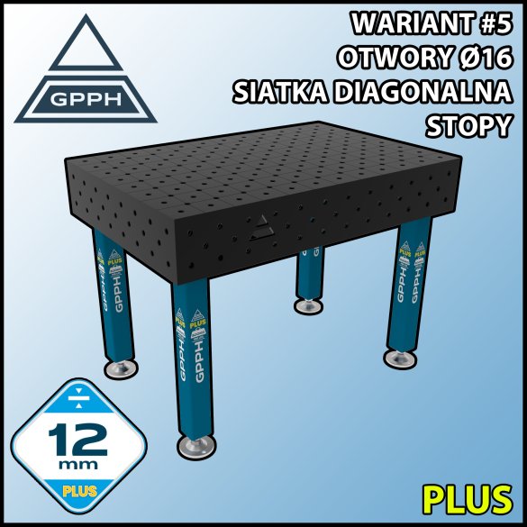 Stół spawalniczy 1200x800mm Ø16 tradycyjny PLUS siatka diagonalna na stopach #5