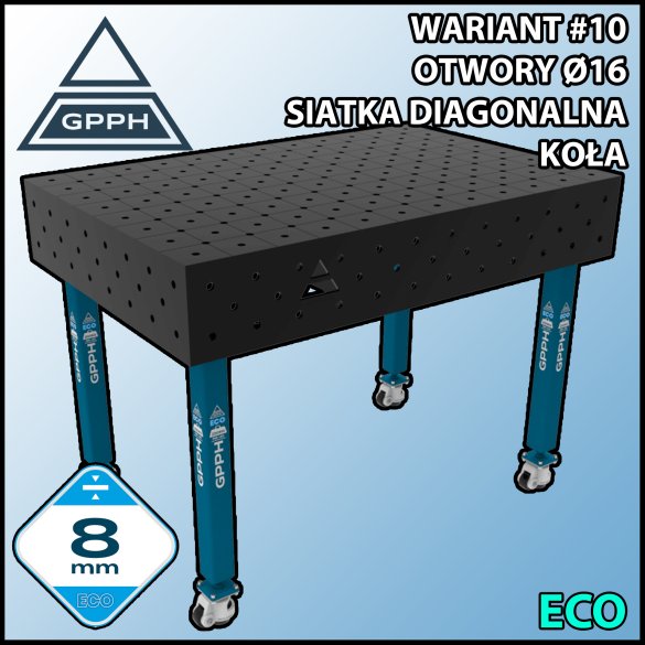 Stół spawalniczy 1200x800mm Ø16 tradycyjny ECO siatka diagonalna na kołach #10