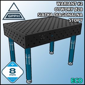 Stół spawalniczy 1200x800mm Ø28 tradycyjny ECO siatka diagonalna na stopach #2