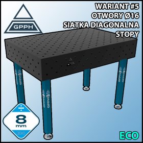 Stół spawalniczy 1200x800mm Ø16 tradycyjny ECO siatka diagonalna na stopach #5