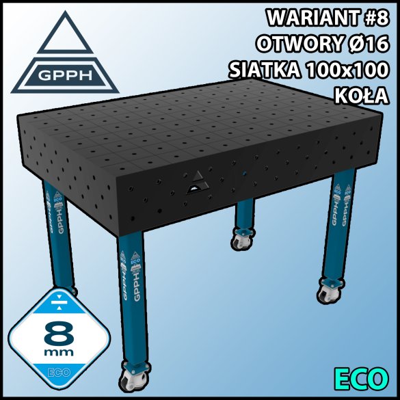 Stół spawalniczy 1200x800mm Ø16 tradycyjny ECO siatka 100x100mm na kołach #8