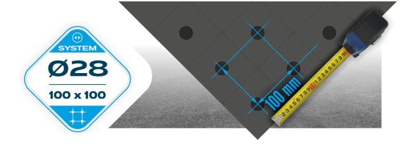 System Ø28, 100 x 100mm