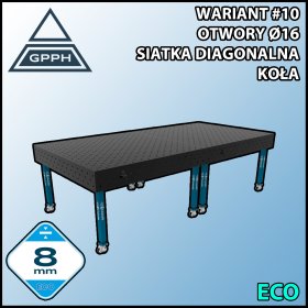 Stół spawalniczy 3000x1480mm Ø16 tradycyjny ECO siatka diagonalna na kołach #10