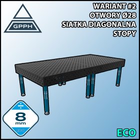 Stół spawalniczy 3000x1480mm Ø28 tradycyjny ECO siatka diagonalna na stopach #2