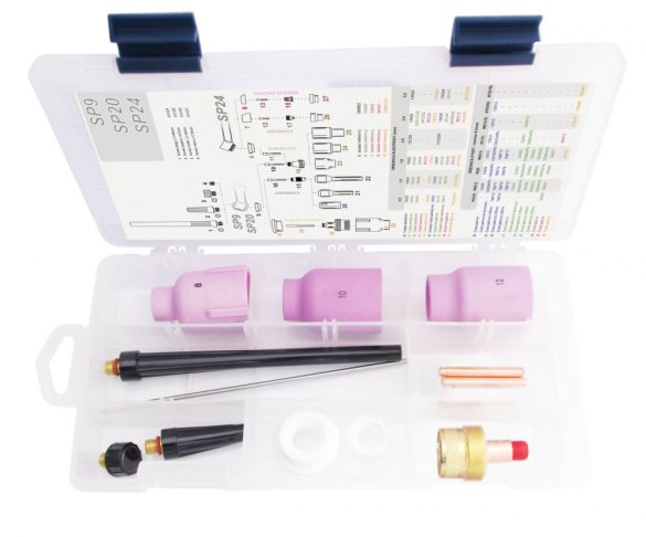 TIG BOX DUŻA SOCZEWKA 9/20 zestaw na elektrodę 2.4mm