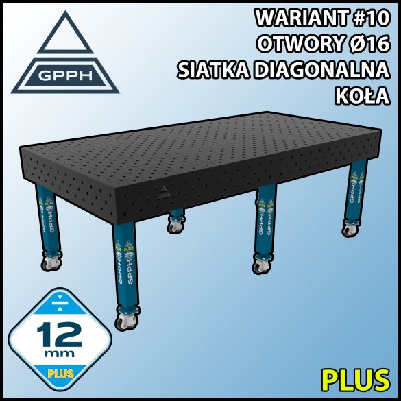 Stół spawalniczy 2400x1200mm Ø16 tradycyjny PLUS siatka diagonalna na kołach #10