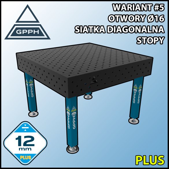 Stół spawalniczy 1200x1200mm Ø16 tradycyjny PLUS siatka diagonalna na stopach #5