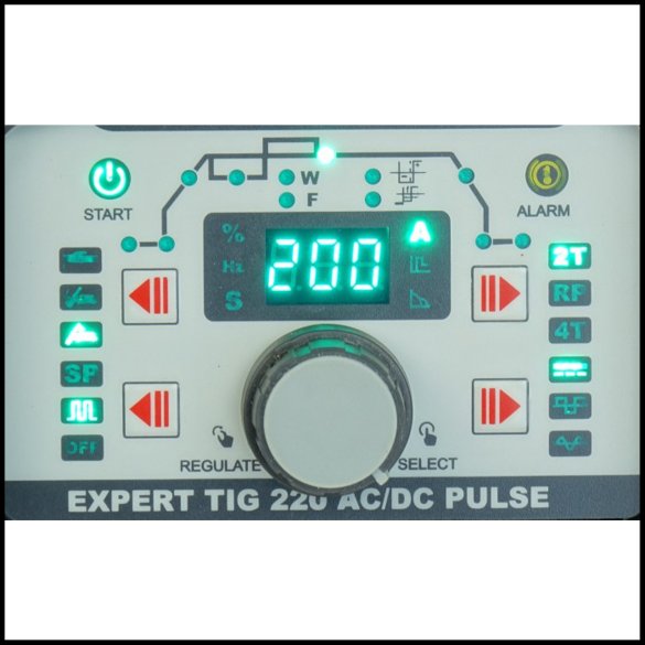 Spawarka TIG Expert TIG 220 AC/DC Pulse panel sterowania