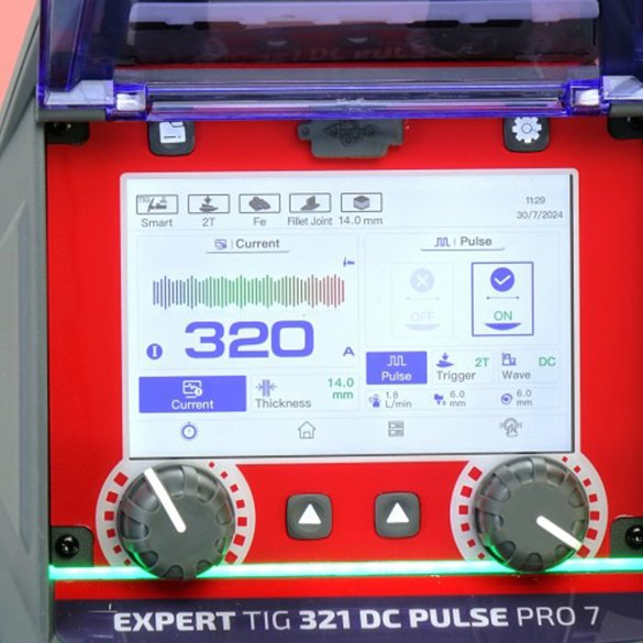 IDEAL EXPERT TIG 321 DC PULSE Pro7 LCD posiada 7 calowy panel sterowania LCD