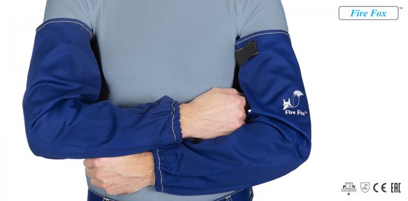Rękawy spawalnicze Fire Fox™ niebieskie, trudnopalne, bawełniane (para)