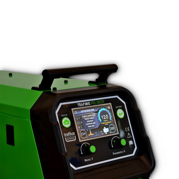 Spawarka Trafimig 280 Pro Dual Puls Synergia LCD lutospawanie panel sterowania