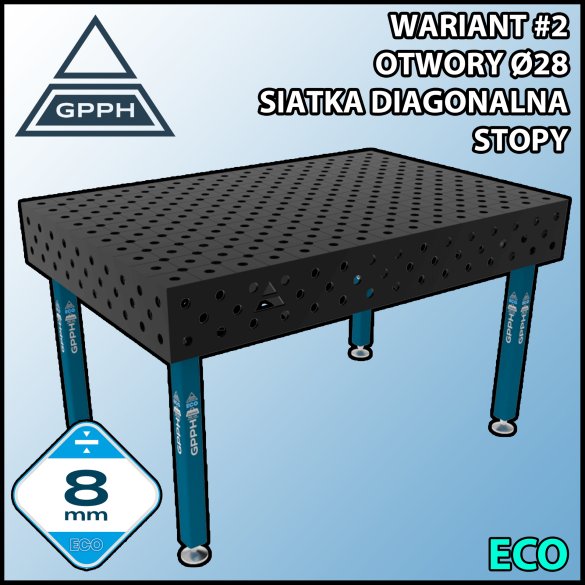Stół spawalniczy 1500x1000mm Ø28 tradycyjny ECO siatka diagonalna na stopach #2