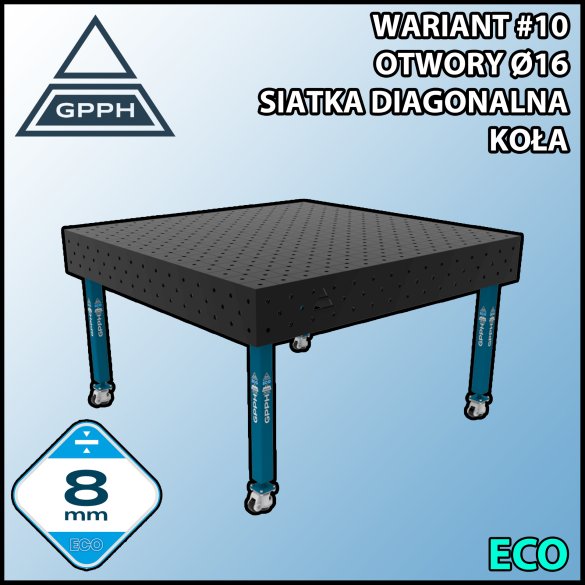 Stół spawalniczy 1500x1480mm Ø16 tradycyjny ECO siatka diagonalna na kołach #10