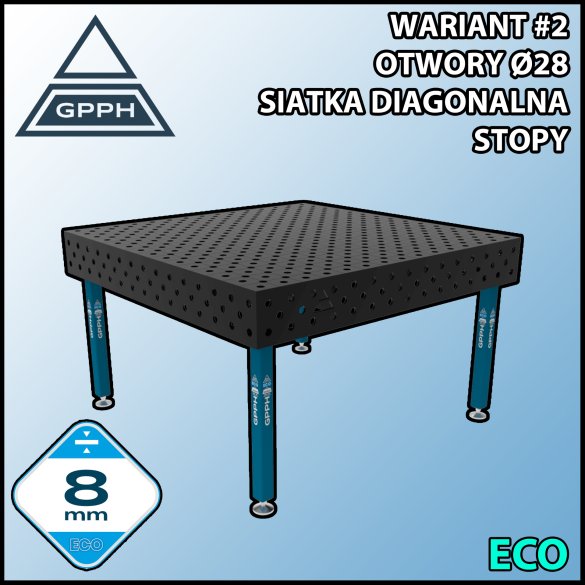 Stół spawalniczy 1500x1480mm Ø28 tradycyjny ECO siatka diagonalna na stopach #2