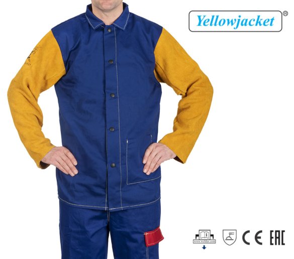Weldas bawełniana kurtka spawalnicza Yellowjacket® ze skórzanymi rękawami
