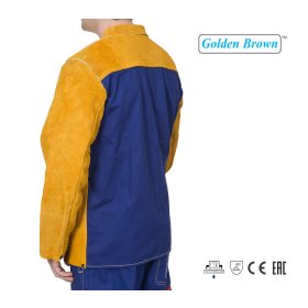 Weldas skórzana kurtka spawalnicza Golden Brown™ z plecami z trudnopalnej bawełny