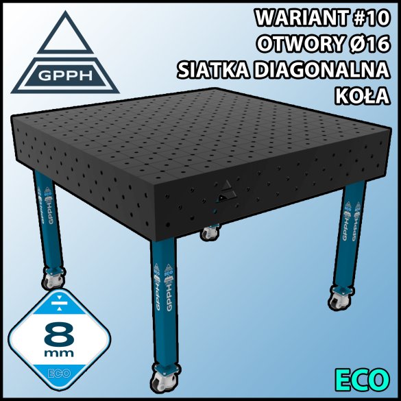 Stół spawalniczy 1200x1200mm Ø16 tradycyjny ECO siatka diagonalna na kołach #10