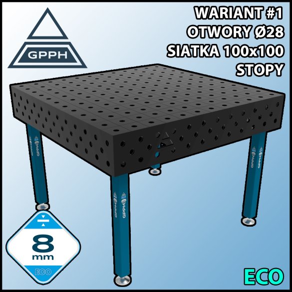 Stół spawalniczy 1200x1200mm Ø28 tradycyjny ECO siatka 100x100mm na stopach #1