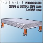 Stół Spawalniczy FERROS 3D 2000x1000x200 mm L=200 Kółka