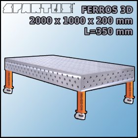 Stół Spawalniczy FERROS 3D 2000x1000x200 mm L=350 Kółka