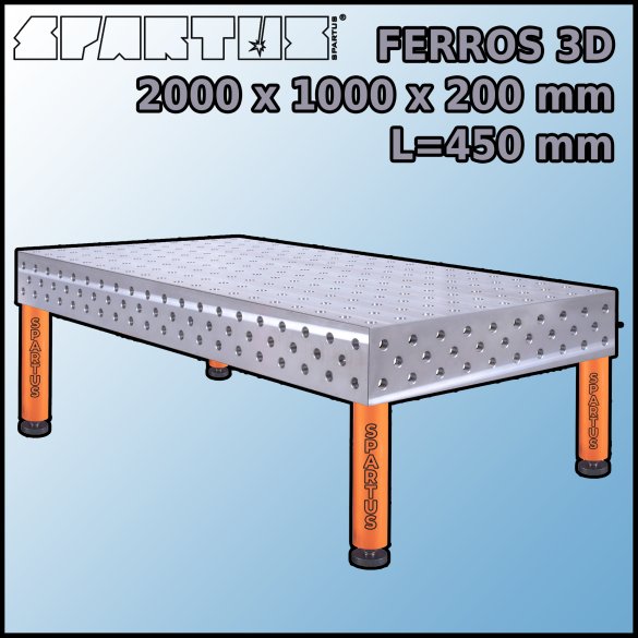 Stół Spawalniczy FERROS 3D 2000x1000x200 mm L=450 Stopki