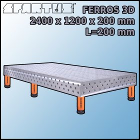 Stół Spawalniczy FERROS 3D 2400x1200x200 mm L=200 Stopki