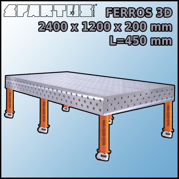 Stół Spawalniczy FERROS 3D 2400x1200x200 mm L=450 Kółka
