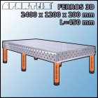 Stół Spawalniczy FERROS 3D 2400x1200x200 mm L=450 Stopki