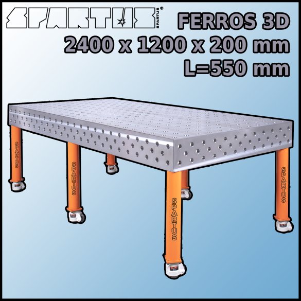 Stół Spawalniczy FERROS 3D 2400x1200x200 mm L=550 Kółka