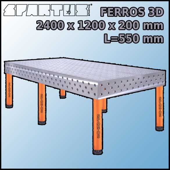 Stół Spawalniczy FERROS 3D 2400x1200x200 mm L=550 Stopki