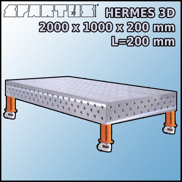 Stół Spawalniczy Hermes 3D 2000x1000x200 mm L=200 Kółka
