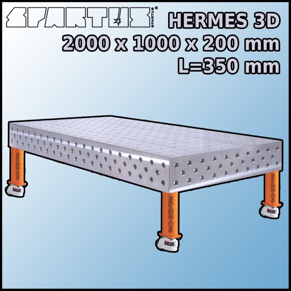 Stół Spawalniczy Hermes 3D 2000x1000x200 mm L=350 Kółka