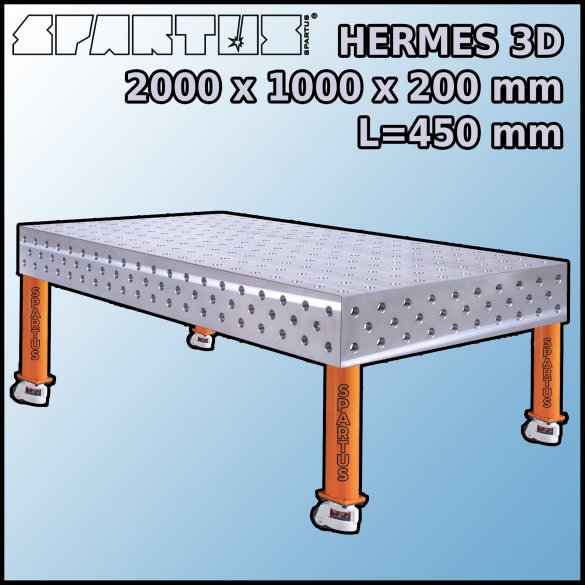 Stół Spawalniczy Hermes 3D 2000x1000x200 mm L=450 Kółka