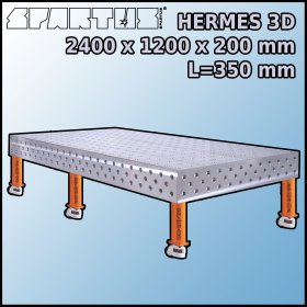 Stół Spawalniczy Hermes 3D 2400x1200x200 mm L=350 Kółka