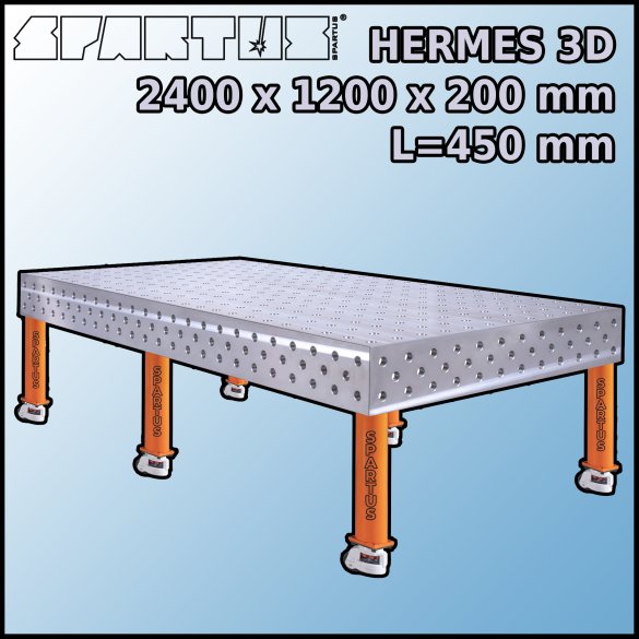 Stół Spawalniczy Hermes 3D 2400x1200x200 mm L=450 Kółka