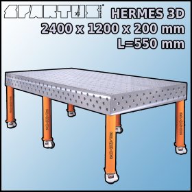 Stół Spawalniczy Hermes 3D 2400x1200x200 mm L=550 Kółka