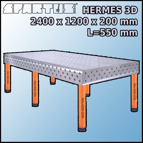 Stół Spawalniczy Hermes 3D 2400x1200x200 mm L=550 Stopki