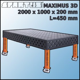 Stół Spawalniczy Maximus 3D 2000x1000x200 mm L=450 Kółka