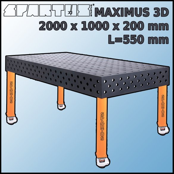Stół Spawalniczy Maximus 3D 2000x1000x200 mm L=550 Kółka