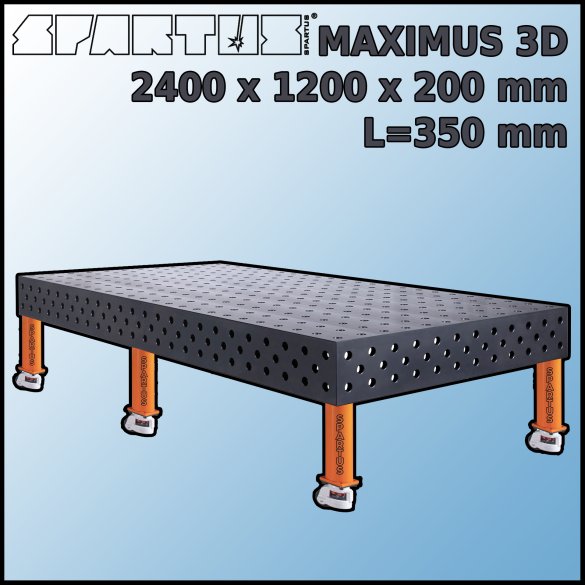 Stół Spawalniczy Maximus 3D 2400x1200x200 mm L=350 Kółka