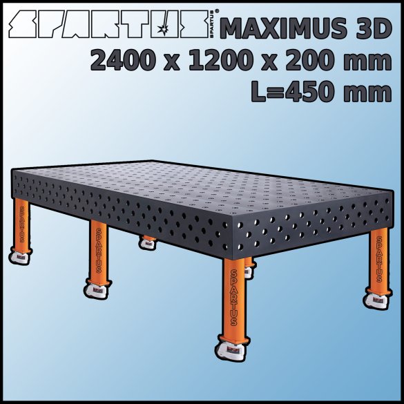 Stół Spawalniczy Maximus 3D 2400x1200x200 mm L=450 Kółka