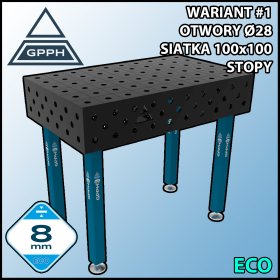 Stół spawalniczy 1000x600mm Ø28 tradycyjny ECO siatka 100x100mm na stopach #1