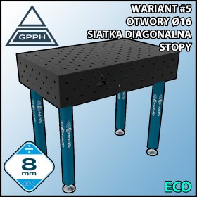 Stół spawalniczy 1000x600mm Ø16 tradycyjny ECO siatka diagonalna na stopach #5