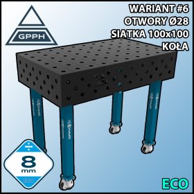 Stół spawalniczy 1000x600mm Ø28 tradycyjny ECO siatka 100x100mm na kołach #6