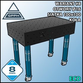 Stół spawalniczy 1000x600mm Ø16 tradycyjny ECO siatka 100x100mm na kołach #8