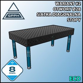 Stół spawalniczy 2000x1000mm Ø28 tradycyjny ECO siatka diagonalna na stopach #2