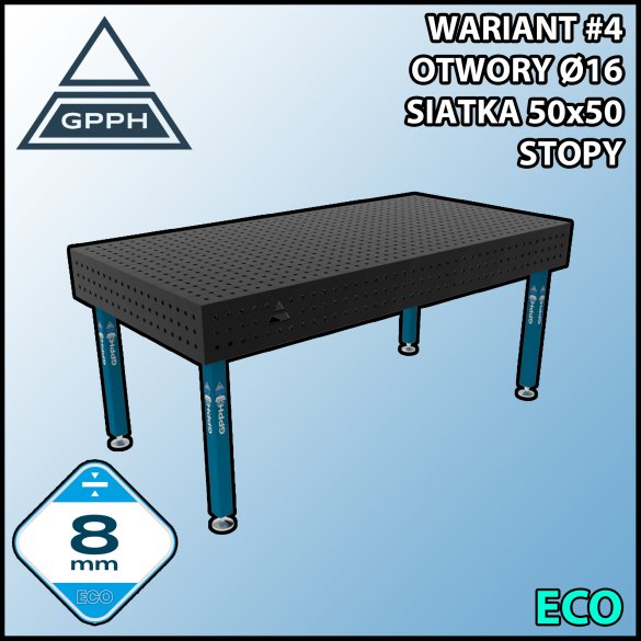 Stół spawalniczy 2000x1000mm Ø16 tradycyjny ECO siatka 50x50mm na stopach #4