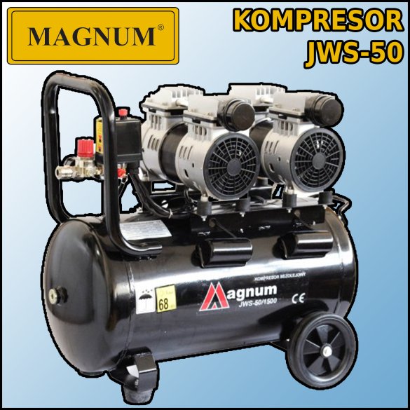 Kompresor bezolejowy wyciszony Magnum JWS-50 230V 2x0,75W 270l/min 50l