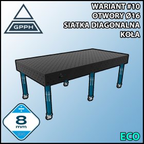 Stół spawalniczy 2400x1200mm Ø16 tradycyjny ECO siatka diagonalna na kołach #10